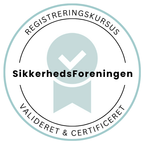 Sikkerhedsforeningens certificeringslogo af registreringskurser